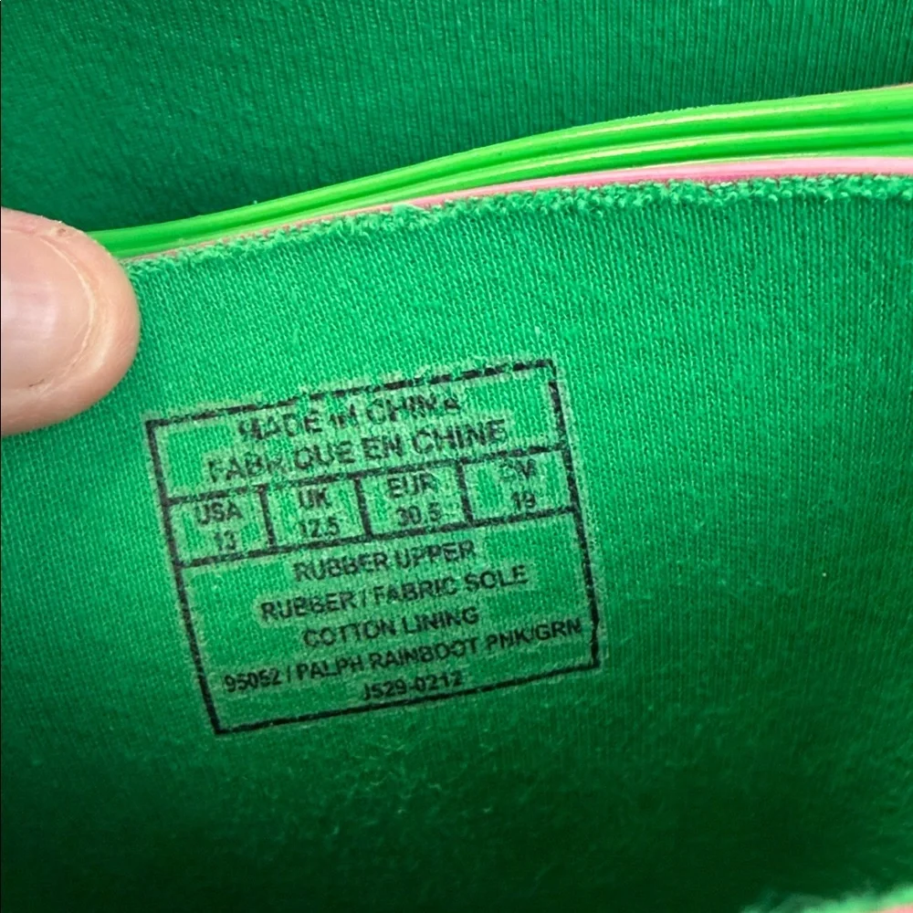 Pink Ralph Lauren Rain Boots with Green‎ Logo